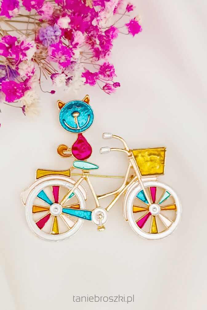 Radosny kotek na rowerze