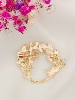 Broszka w kształcie wianka z perełkami - 3