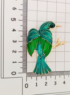 Emaliowany ptak w kolorach zieleni - 2
