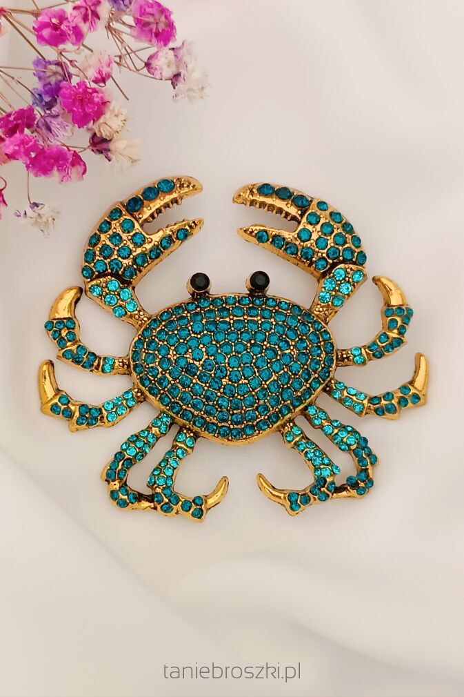 Duży niebieski krab z cyrkoniami