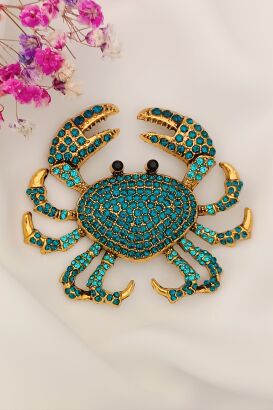 Duży niebieski krab z cyrkoniami