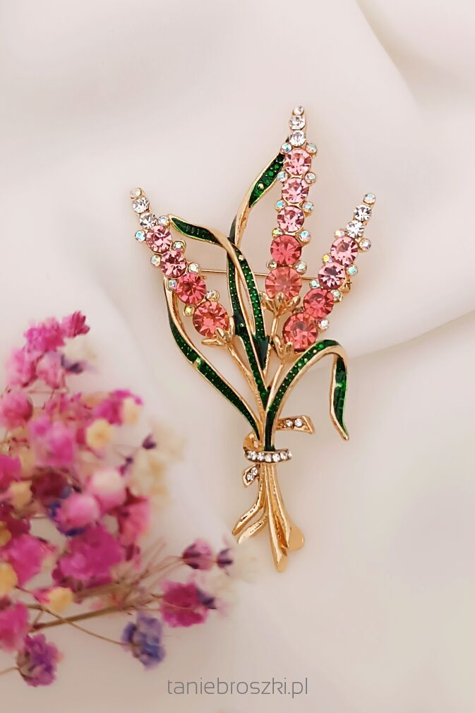 Kwiatowa broszka - bukiet w różowej kolorystyce