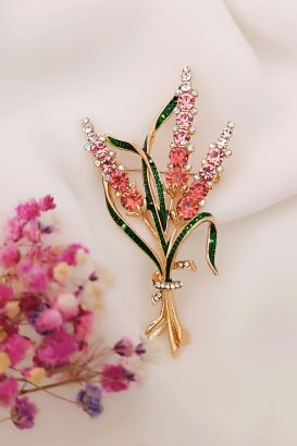 Kwiatowa broszka - bukiet w różowej kolorystyce