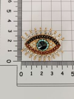 Super broszka oko z brązowymi cyrkoniami - 2