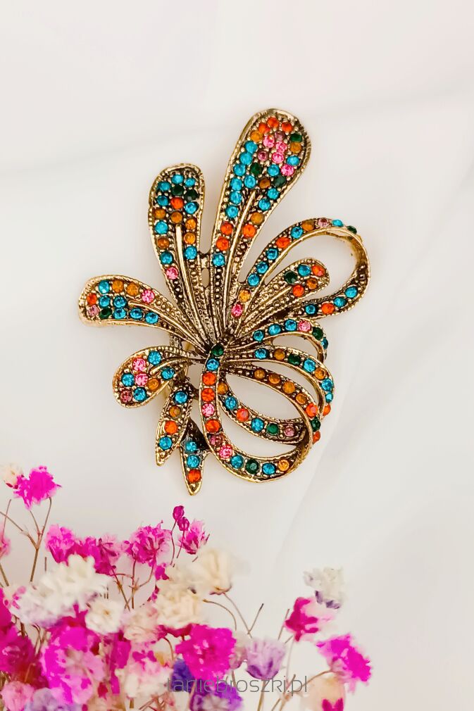 Kolorowa broszka z cyrkoniami