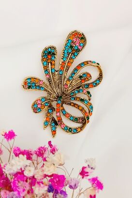 Kolorowa broszka z cyrkoniami