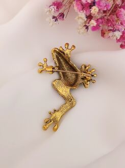 Broszka żabka, pięknie zdobiona cyrkoniami - 2