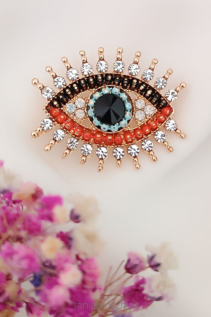 Piękna broszka oko z cyrkoniami