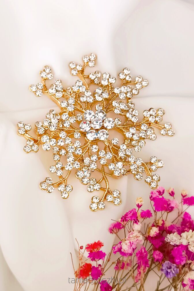 Duża kobieca broszka mocno zdobiona