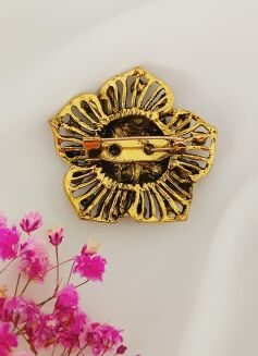 Mała złota broszka z zielonymi cyrkoniami - 3