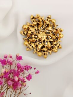 Duża kolorowa broszka z mnóstwem cyrkoni - 3